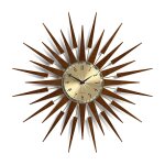 Horloge murale rtro avec des rayons de soleil marron 65x4x65cm