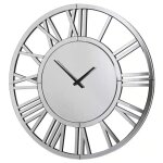 Horloge murale ronde �l�gante en verre miroir chiffres romains