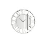 Horloge murale ronde �l�gante en verre miroir chiffres romains