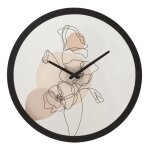 Horloge murale ronde fleur bois et verre  40x3, 5 cm