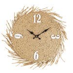 Horloge murale ronde marron et blanc paille � 45 cm