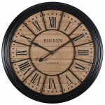 Horloge murale en sapin et mtal noir d100