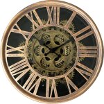 Horloge ronde dorée mécanisme apparent 25x6x25cm Horloge ronde dorée mécanisme apparent 25x6x25cm