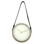 Horloge ronde à lanière blanc doré 30, 5x30, 5cm Horloge ronde à lanière blanc doré 30, 5x30, 5cm