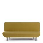 Housse de canapé 3 places clic clac extensible moutarde 180 200 cm Housse de canapé 3 places clic clac extensible moutarde 180 200 cm