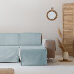 Housse de canap pratique coton en l droite 200 cm aqua marine