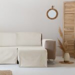 Housse de canap pratique coton en l droite 290 cm cru