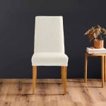 Housse de chaise extensible bouclette polyester naturel 50 x 65 cm