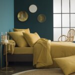 Housse de couette en bambou jaune curry 260 x 240
