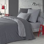 Housse de couette bicolore en polyester gris 200x200 Housse de couette bicolore en polyester gris 200x200