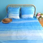 Housse de couette bleue en percale de coton 240x220