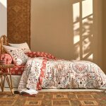 Housse de couette en coton beige 260x240cm Housse de couette en coton beige 260x240cm