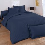 Housse de couette en coton bleu marine 200x200cm Housse de couette en coton bleu marine 200x200cm