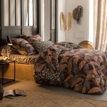 Housse de couette en coton jaune ocre 200x200cm