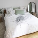 Housse de couette coton réversible imprimé blanc 200 x 200 cm Housse de couette coton réversible imprimé blanc 200 x 200 cm