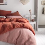 Housse de couette en coton rose 260x240