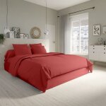 Housse de couette coton rouge 240x260 cm