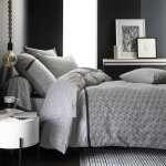 Housse de couette imprime en bambou blanc et noir 140x200