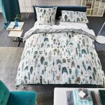 Housse de couette imprimée en coton gris 260x240 Housse de couette imprimée en coton gris 260x240