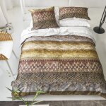 Housse de couette imprimée en satin de coton beige 260x240 Housse de couette imprimée en satin de coton beige 260x240