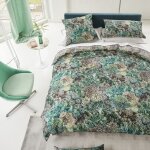 Housse de couette imprimée en satin de coton vert 260x240 Housse de couette imprimée en satin de coton vert 260x240