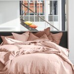 Housse de couette lin lavé rose 240x260 cm Housse de couette lin lavé rose 240x260 cm
