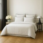 Housse de couette percale de coton blanc & noir 260x240