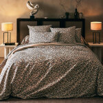 Housse de couette percale de coton lopard beige 200 x 140