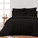 Housse de couette en percale coton noir 200x200 cm Housse de couette en percale coton noir 200x200 cm