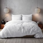 Housse de couette en percale lav�e blanc 240x220 cm