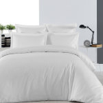 Housse de couette rayée réversible en satin blanc 240x220 cm Housse de couette rayée réversible en satin blanc 240x220 cm