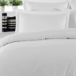 Housse de couette rayée réversible en satin blanc 260x240 cm Housse de couette rayée réversible en satin blanc 260x240 cm