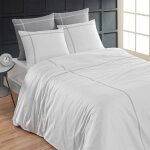 Housse de couette satin de coton 120 fils blanc / gris 260x240 cm