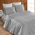 Housse de couette satin de coton 120 fils gris acier 260x240 cm