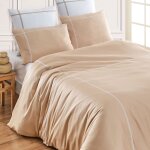 Housse de couette satin de coton 120 fils moka 260x240 cm