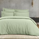 Housse de couette en satin de coton 120 fils sauge 260x240 cm