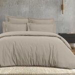 Housse de couette en satin de coton 120 fils taupe 260x240 cm