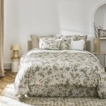 Housse de couette en satin de coton beige 260x240