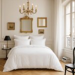 Housse de couette satin de coton blanc optique 260x240 cm