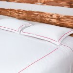Housse de couette en satin de coton blanc et rouge 240x260