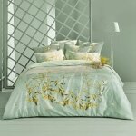 Housse de couette satin de coton bleu 260x240 cm