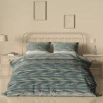 Housse de couette satin de coton bleu 260x240 cm