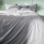 Housse de couette satin de coton gris 260x240 cm