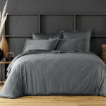 Housse de couette satin de coton gris foncé 240x260 cm Housse de couette satin de coton gris foncé 240x260 cm