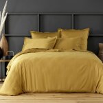 Housse de couette satin de coton jaune 240x260 cm Housse de couette satin de coton jaune 240x260 cm