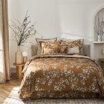Housse de couette en satin de coton orange 260x240