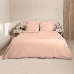 Housse de couette satin de coton rose 260x240 Housse de couette satin de coton rose 260x240