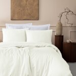 Housse de couette satin coton - tencel 200 fils ecru 260x240 cm