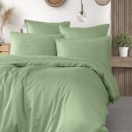 Housse de couette satin coton - tencel 200 fils sauge 260x240 cm