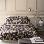 Housse de couette en satin de coton violet 260x240
